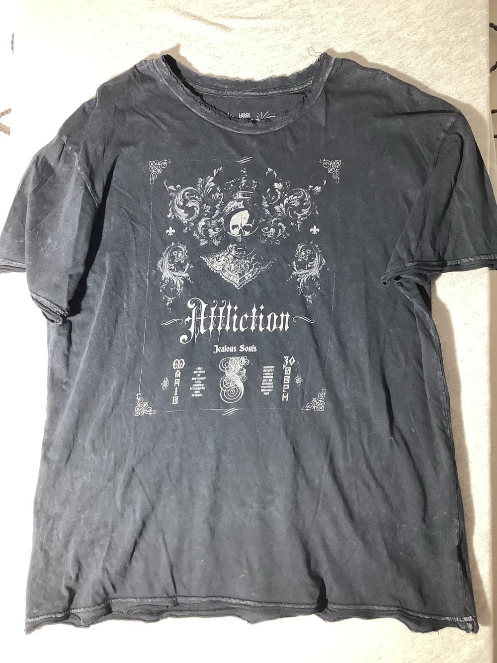 Affliction Black Vintage-Wash Graphic Short Sleeve Tee